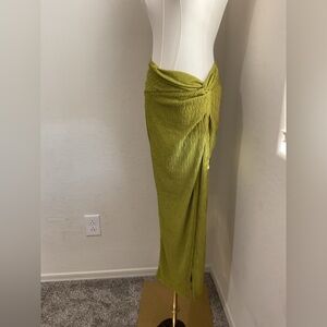 Green Pleated Maxi Skirt